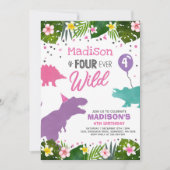 Dinosaur Birthday Noite four Ever Wild Dino Party Kaart (Voorkant)