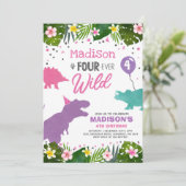 Dinosaur Birthday Noite four Ever Wild Dino Party Kaart (Staand voorkant)