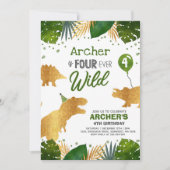 Dinosaur Birthday Noite four Ever Wild Dino Party Kaart (Voorkant)
