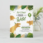 Dinosaur Birthday Noite four Ever Wild Dino Party Kaart (Staand voorkant)