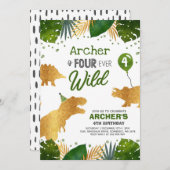 Dinosaur Birthday Noite four Ever Wild Dino Party Kaart (Voorkant / Achterkant)