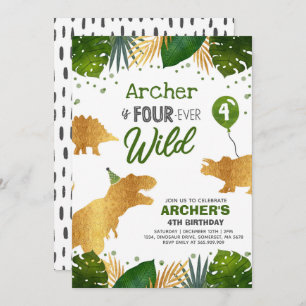 Dinosaur Birthday Noite four Ever Wild Dino Party Kaart