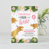 Dinosaur Birthday Noite four Ever Wild Dino Party Kaart (Staand voorkant)