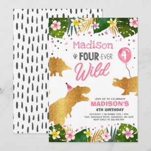 Dinosaur Birthday Noite four Ever Wild Dino Party Kaart