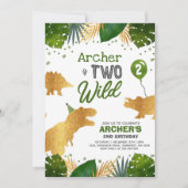 Dinosaur Birthday Noite Two Wild Dinosaur Party Kaart (Voorkant)