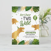 Dinosaur Birthday Noite Two Wild Dinosaur Party Kaart (Staand voorkant)