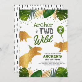Dinosaur Birthday Noite Two Wild Dinosaur Party Kaart