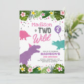Dinosaur Birthday Noite Two Wild Dinosaur Party Kaart (Staand voorkant)