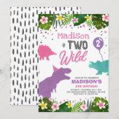 Dinosaur Birthday Noite Two Wild Dinosaur Party Kaart (Voorkant / Achterkant)