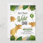 Dinosaur Birthday Noite Wild One Dinosaur Party Kaart (Voorkant)