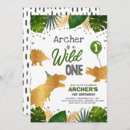 Dinosaur Birthday Noite Wild One Dinosaur Party Kaart