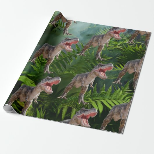 Dinosaur Birthday Oerwoud Jurassic World Cadeaupapier (Uitgerold)