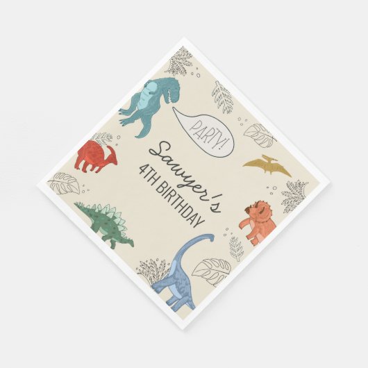 Dinosaur Birthday Paper Napkins Servet (Hoek)