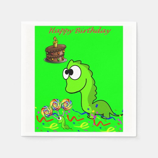 Dinosaur Birthday Paper Napkins Servet (Voorkant)