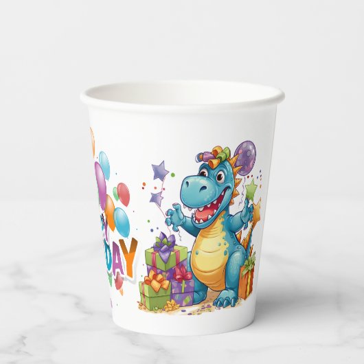 Dinosaur Birthday Papieren Bekers (Achterkant)