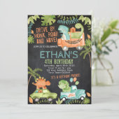 Dinosaur Birthday Parade Kaart (Staand voorkant)