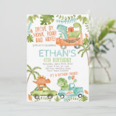 Dinosaur Birthday Parade Kaart (Staand voorkant)
