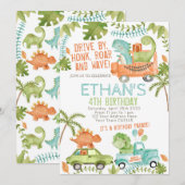 Dinosaur Birthday Parade Kaart (Voorkant / Achterkant)