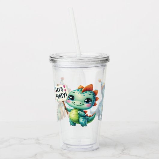 Dinosaur Birthday Party Acryl Drinkbeker (Links)