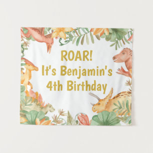 Dinosaur Birthday Party Backdrop Dino Kinder banne Wandkleed