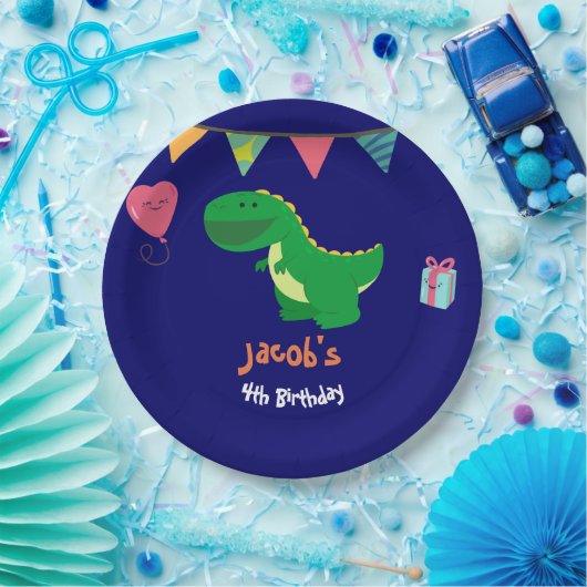 Dinosaur Birthday Party Banner Boys Fun Papieren Bordje (Feest)
