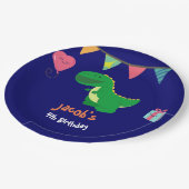 Dinosaur Birthday Party Banner Boys Fun Papieren Bordje (Gekanteld)