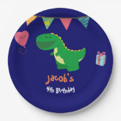 Dinosaur Birthday Party Banner Boys Fun Papieren Bordje (Voorkant)
