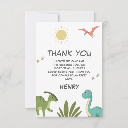 Dinosaur Birthday Party Bedankkaart (Voorkant)