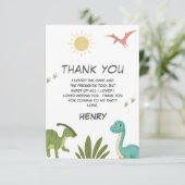 Dinosaur Birthday Party Bedankkaart (Staand voorkant)