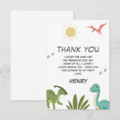 Dinosaur Birthday Party Bedankkaart (Voorkant / Achterkant)