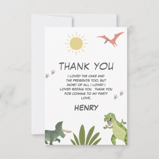 Dinosaur Birthday Party Bedankkaart (Voorkant)