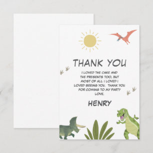 Dinosaur Birthday Party Bedankkaart
