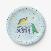 Dinosaur Birthday Party Bord Blue (Voorkant)
