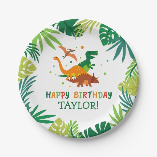 Dinosaur Birthday Party Borden Papieren Bordje (Voorkant)