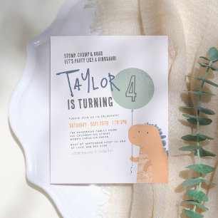 Dinosaur Birthday Party Budget Briefkaart Uitnodig