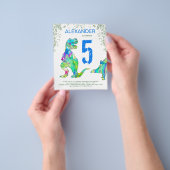 Dinosaur Birthday Party Budget Invitation blue Fly Flyer (Hand)
