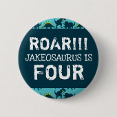Dinosaur Birthday Party Button Favor (Voorkant)