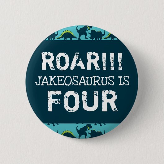 Dinosaur Birthday Party Button Favor (Voorkant)