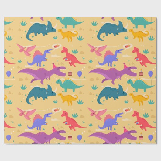 Dinosaur Birthday Party Cadeaupapier (Vlak)
