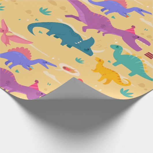 Dinosaur Birthday Party Cadeaupapier (Hoek)