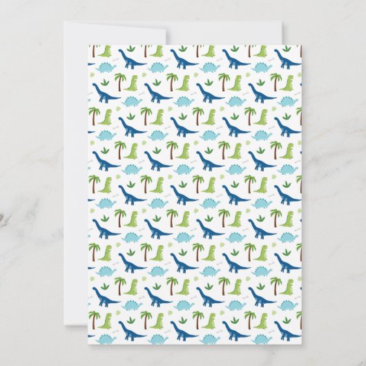 Dinosaur Birthday Party Dino Party Blue en Green Kaart (Achterkant)