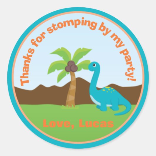 Dinosaur Birthday Party Favor Stickers (Voorkant)