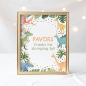 Dinosaur Birthday Party Favors Sign Poster