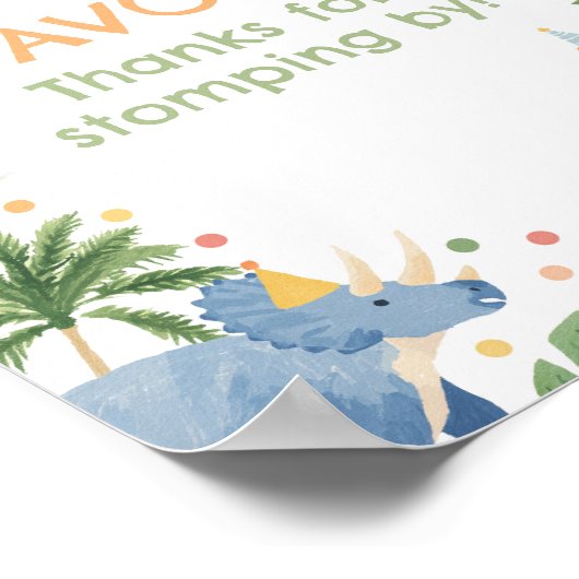 Dinosaur Birthday Party Favors Sign Poster (Hoek)