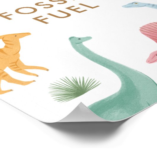 Dinosaur Birthday Party Fossil Fuel Table Sign Poster (Hoek)