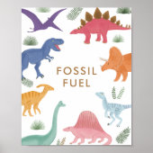 Dinosaur Birthday Party Fossil Fuel Table Sign Poster (Voorkant)