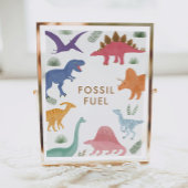 Dinosaur Birthday Party Fossil Fuel Table Sign Poster