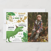 Dinosaur Birthday Party Foto Kaart (Voorkant)