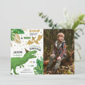 Dinosaur Birthday Party Foto Kaart (Staand voorkant)