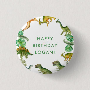 Dinosaur Birthday Party Foto Ronde Button 3,2 Cm